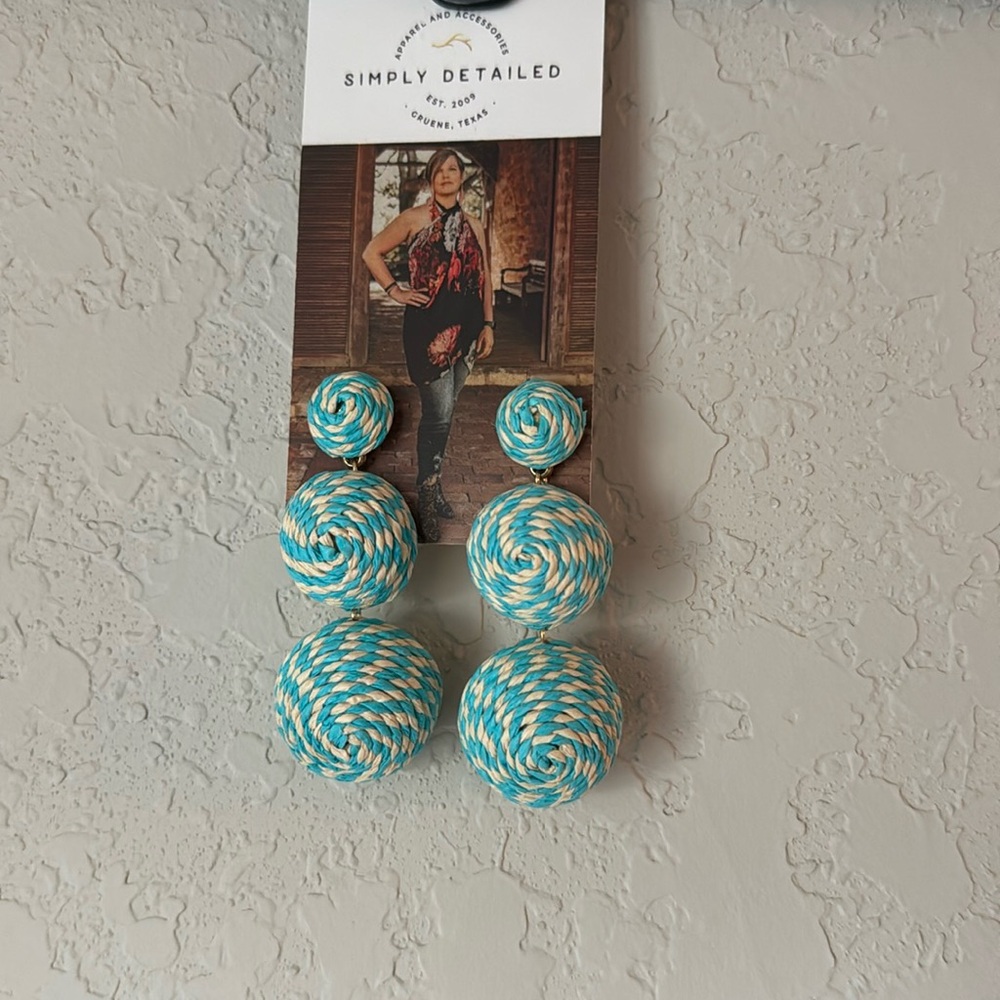 NWT Rattan Dangle Earrings | Boho Statement Earrings | Natural/Brown | One Size